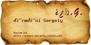 Ürmösi Gergely névjegykártya